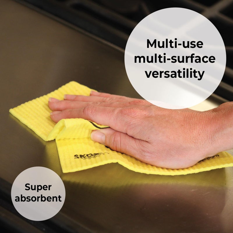 Skoy Cloth, 4-pack Versatile Swedish Dishcloths for Kitchen and Household Use, Reusable Cleaning Cloths, Planet-Friendly, Dishwasher and Dryer-Safe, White - Image 3